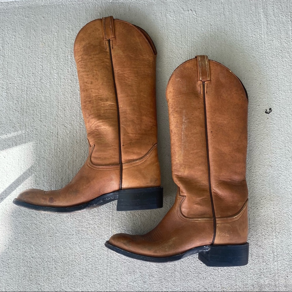 Vintage Tony Lama Men’s Brown Leather Western Cowboy Boots Size 8 D 5062 - Picture 7 of 9